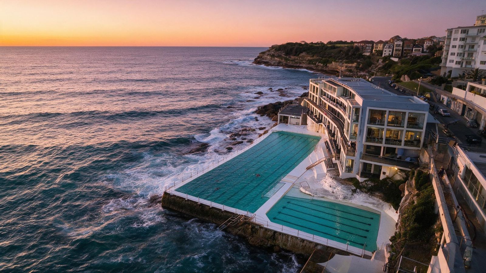 Sunset over the Bondi Icebergs pools