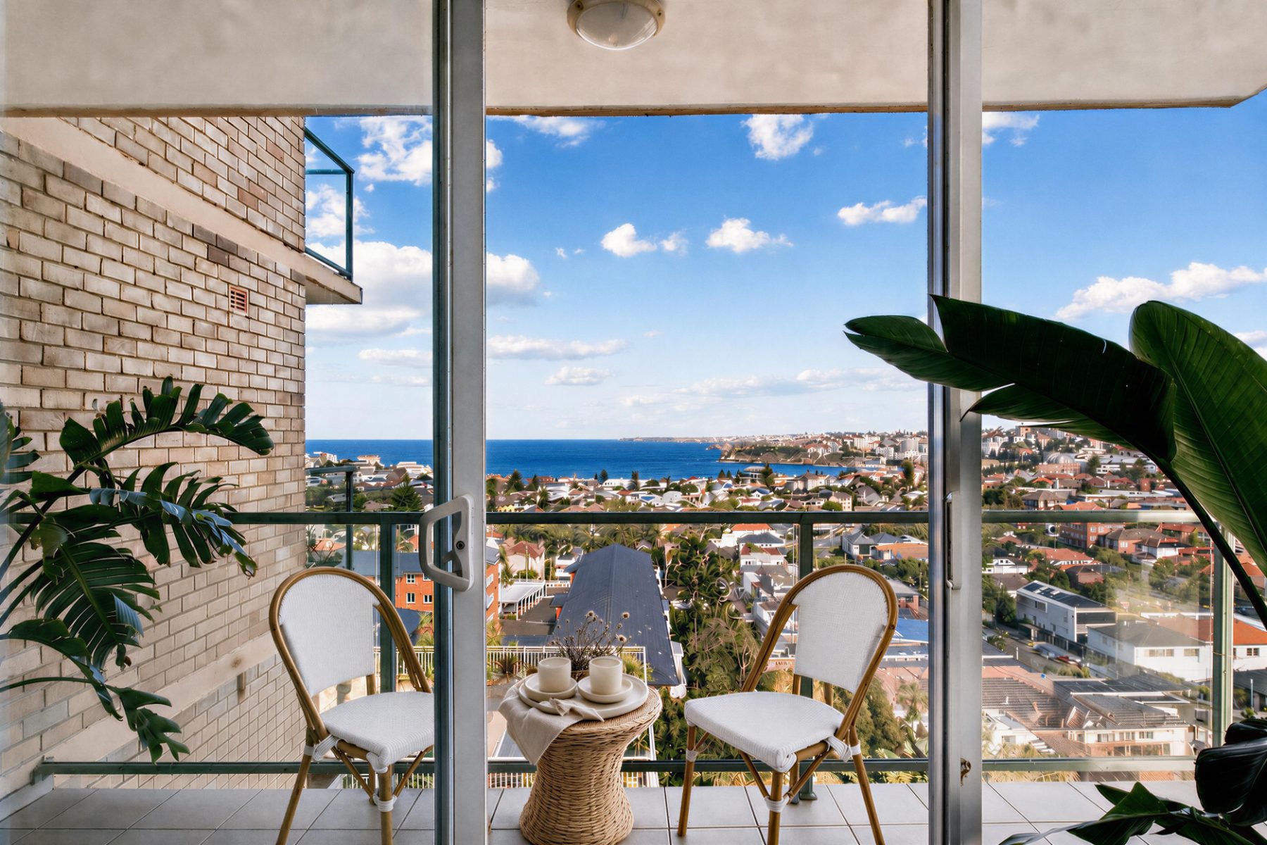 Balcony and ocean view at the North Bondi apartment