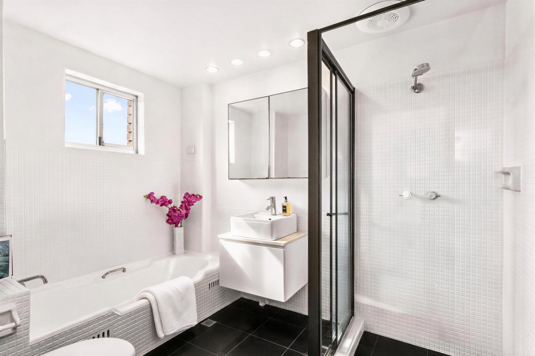 Bathroom in the North Bondi beach apartment, Sydney